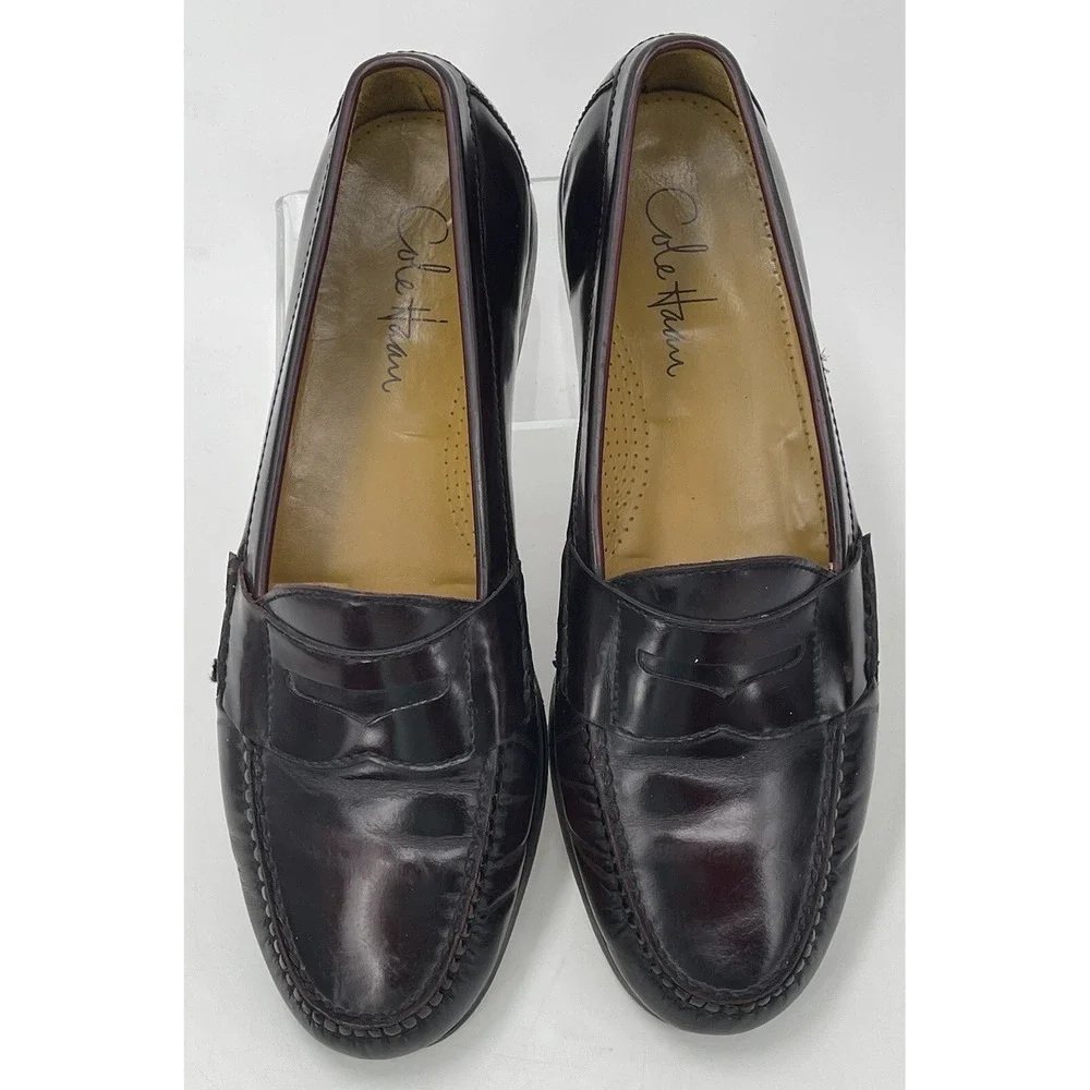 Cole Haan 03504 Burgundy Leather Moc‎ Toe Penny Loafers Men's 10.5 D